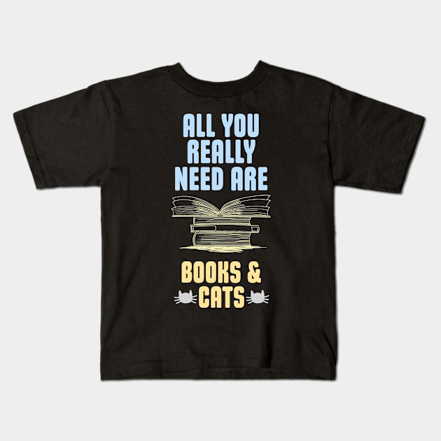 Books And Cats... Kids T-Shirt by veerkun